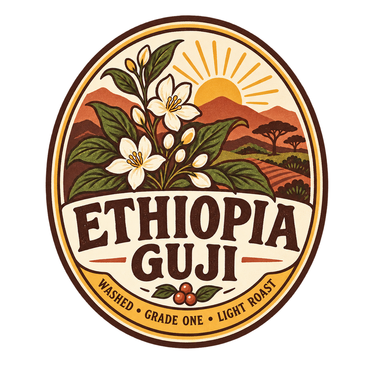 Ethiopia Guji Suke Quto light roast coffee label by Common Friends Coffee
