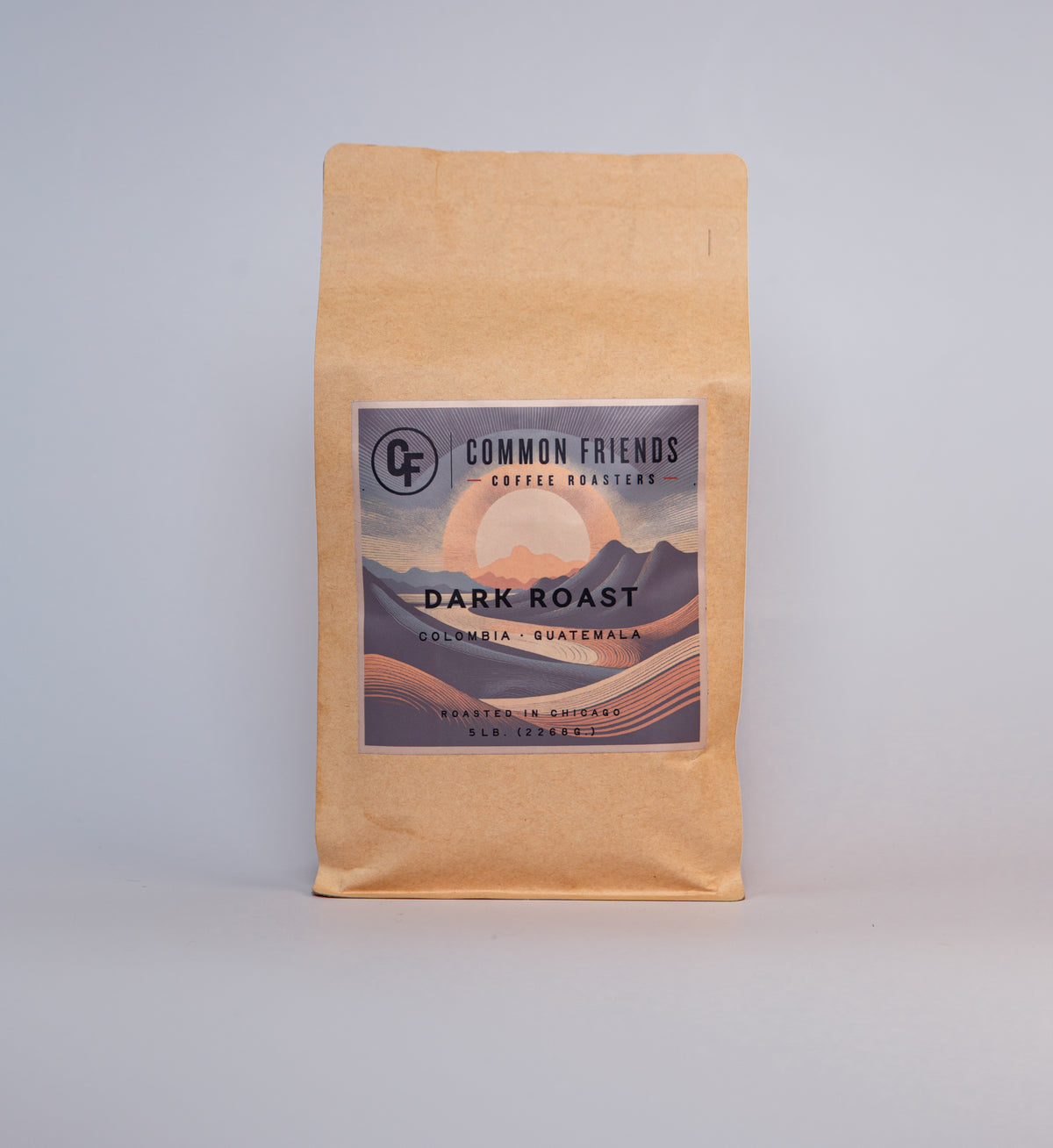Common Friends dark roast coffee in a 12 oz bag