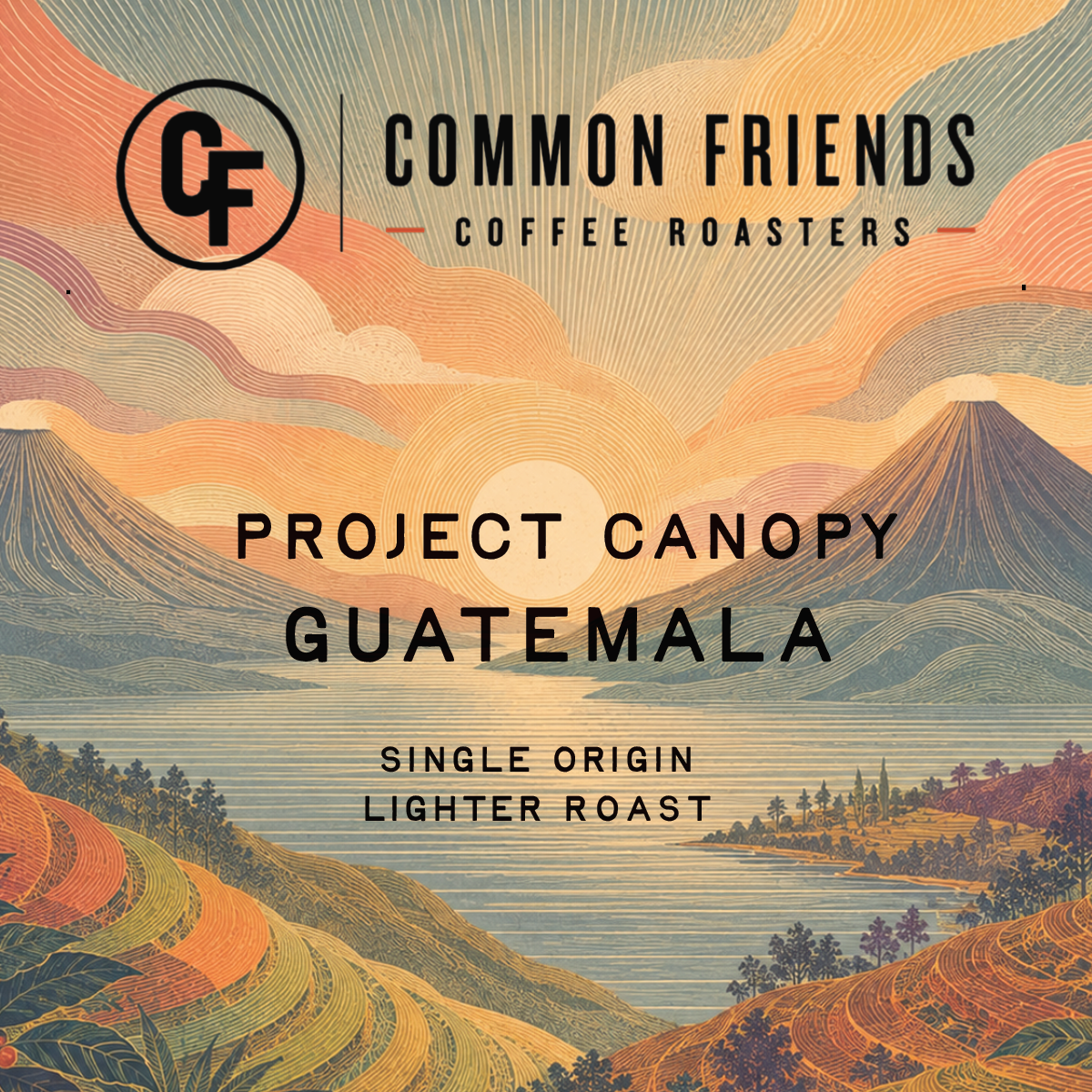 Project Canopy Guatemala medium-light roast coffee label by Common Friends Coffee